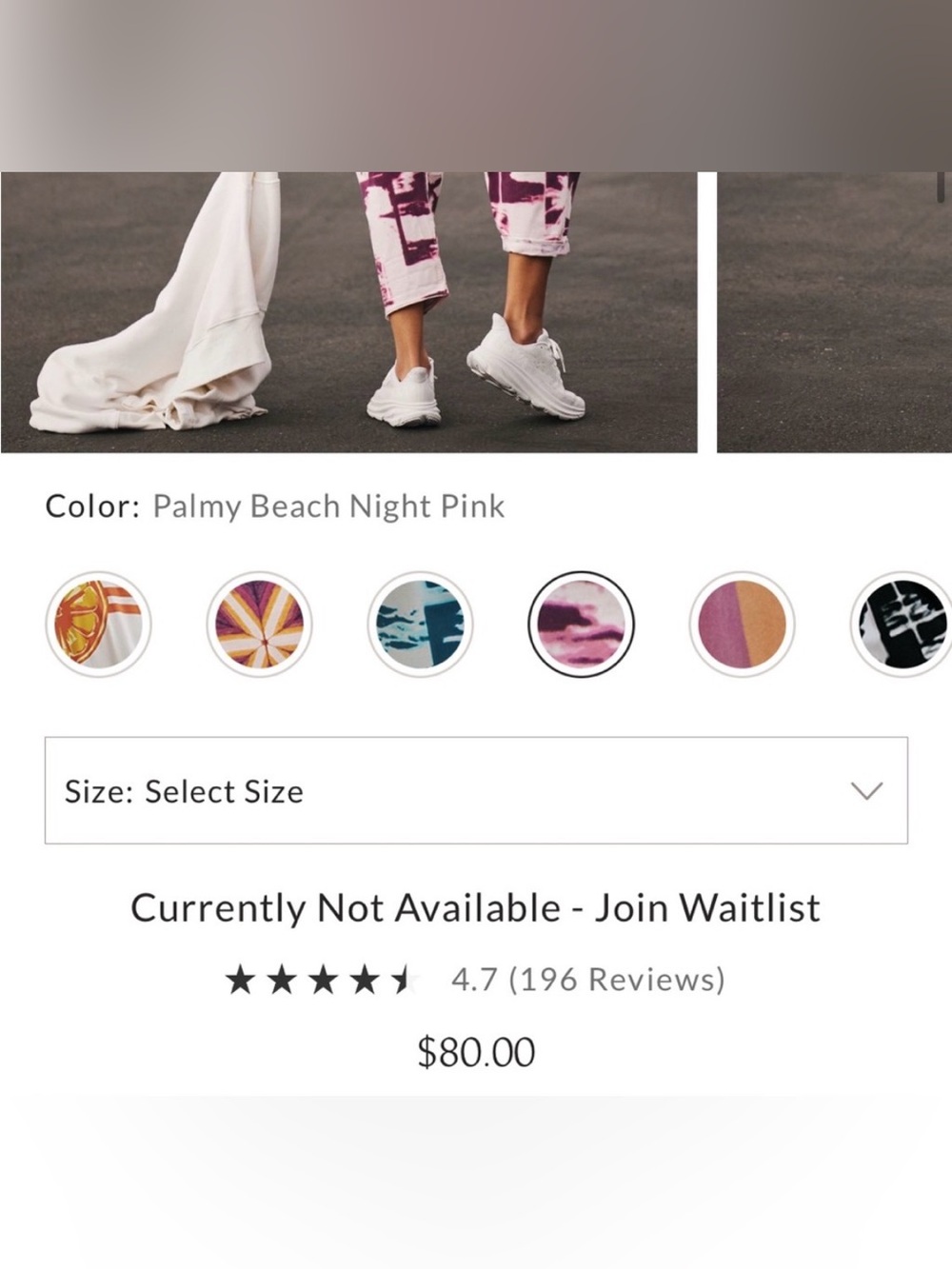 FP Movement by Free People Hot Shot Printed Onesie - Palmy Beach Night Pink - S - Picture 5 of 5